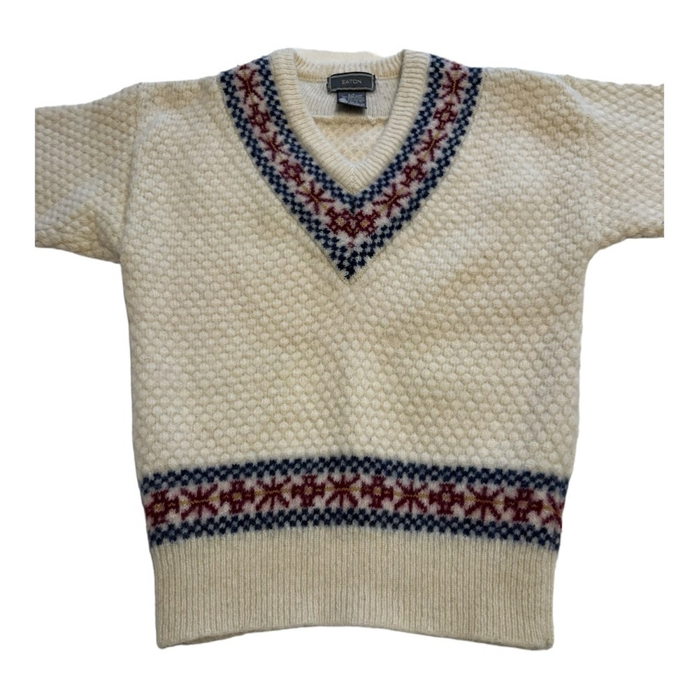 Eaton’s Vintage Wool V-Neck Sweater - Size Small - Picture 4 of 12